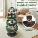 Stabiele kerstboom-krabpaal met brede voet, 18 cm krabpaal en twee katten.