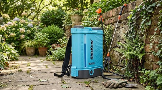 Hogedrukreiniger Accu Drukspuit 16L - Rugspuit 7 Bar met Telescopische Lans, Accu & Oplader - Geschikt voor Makita 18V - Druksproeier Onkruidbestrijding, Ontmosing & Plantenvoeding - Blauw - Laura Homestore — afbeelding 4