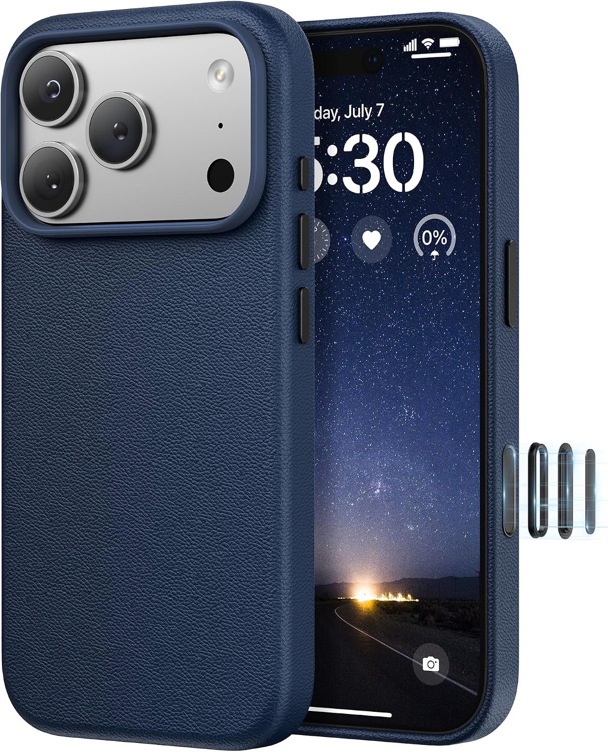Zandarix Hoesje Geschikt voor - Apple iPhone 18 Pro Max - Back Cover Hoesje - Hoogwaardig Kunstleer - Geschikt voor Mag - Cameraknop - Middernachtblauw