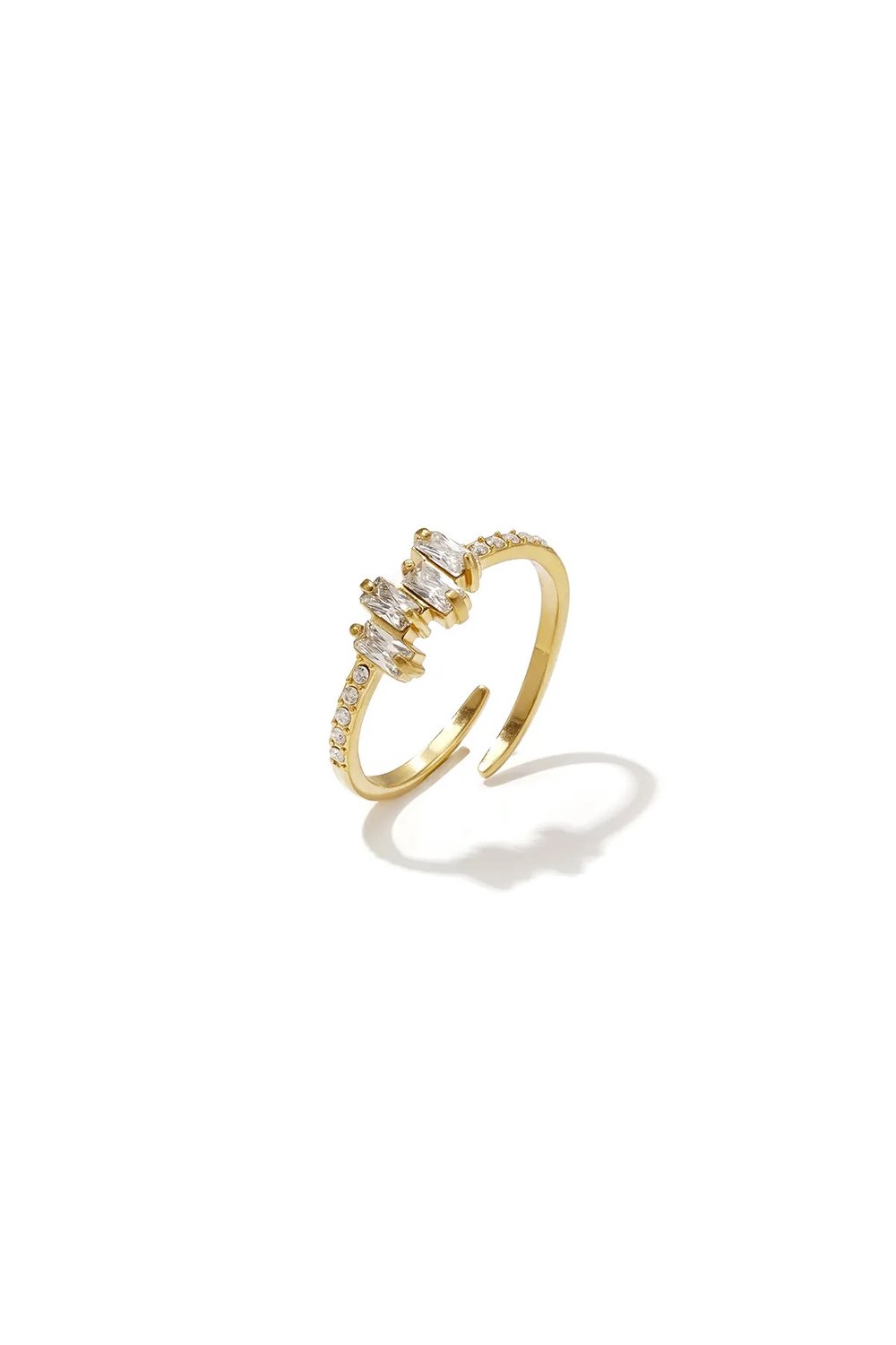 Lara - Verstelbare Ring - Strass - Stainless Steel - - GoudJewellery by Mae -