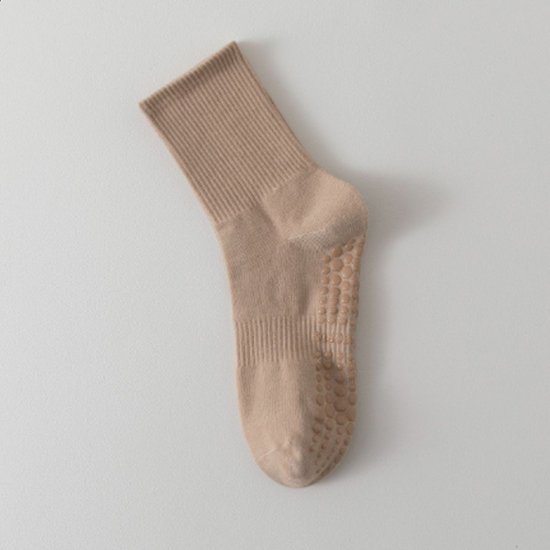 6 Paar - Sok - Antislip Sokken Dames - Yoga & Pilates Sokken - Grip Sokken - Alledaagse casual sokken - Wandelsokken - Naadloos - Geschikt voor Casual, Bedrijf, Sport - Vochtregulerend - Bruin - 80% Katoen - 34-40 (EU) — afbeelding 3