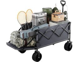 Bolderkar - Transportkar - Handkar - Bolderkar Opvouwbaar - Bolderwagen - met Achterdeur en Wielen - Bolderkarren - Tuinkar - voor Picknick, Strand en Tuin - 200L Grote Capaciteit - Grijs