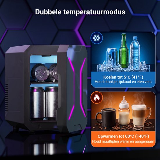 Puluomis 4L Mini koelkast - Koelen & Verwarmen - DC 12/24V & AC 220-240V - Zwart — afbeelding 5