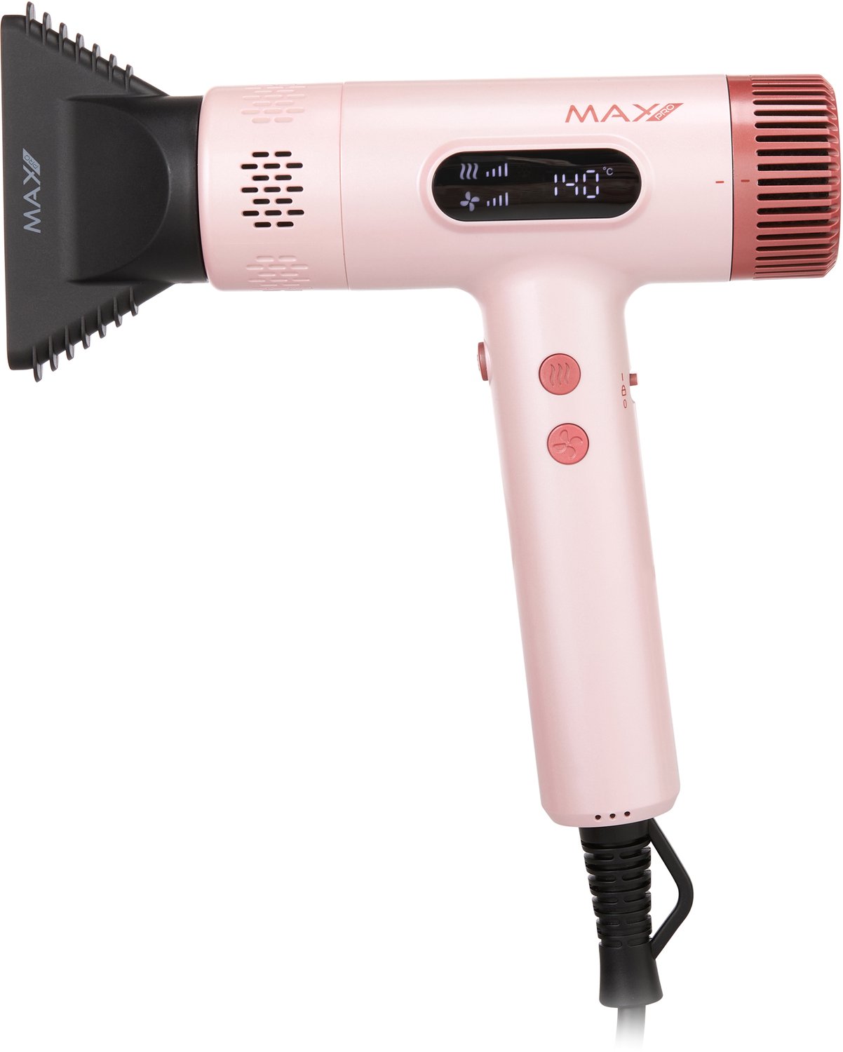 Max Pro LUMO Föhn Blush met Diffuser - Haardroger voor Krullend Haar - Ionische Haarföhn - 110.000 RPM - Blaasmond - 4 Snelheden - Haarfohn