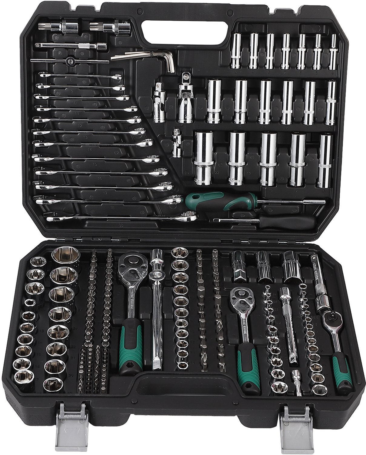 Gereedschapsset 216 Delig - 1/4 3/8 & 1/2 Inch Dopsleutels - Ratel 72 Tanden Snelwissel - Incl Opbergkoffer - voor Auto & Huis Reparatie - Zwart