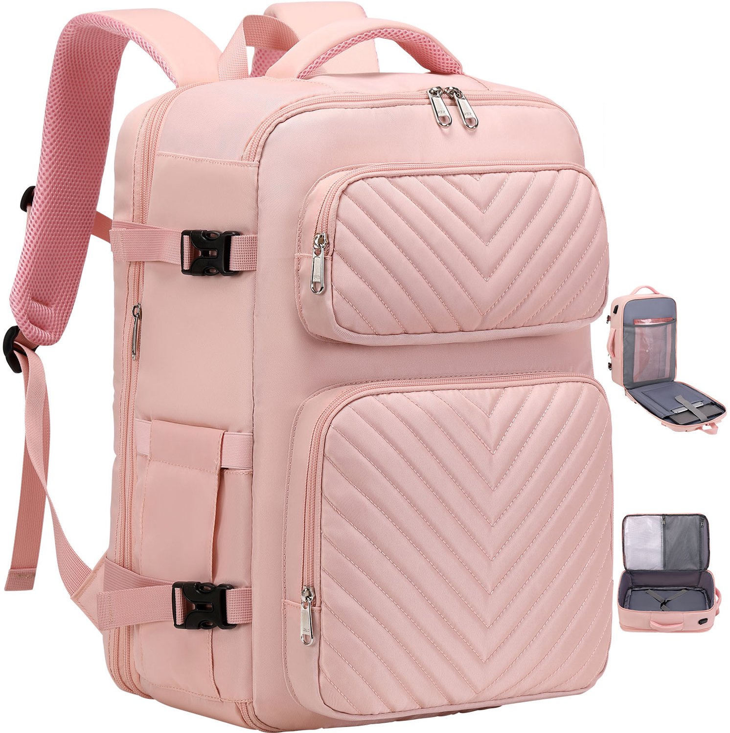 Handbagage 40x30x20 cm Reistas – Uitbreidbaar Reisrugzak 45L- Underseater Rugzak - Weekendtas - dagrugzak – Roze