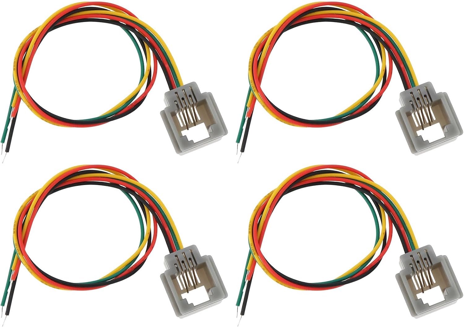 Telefoon socket kabel 20 cm - 6P4C RJ11 - voor telefoon, fax en intercom - korte afstandsverbinding - 4 stuks - ServiceTopper