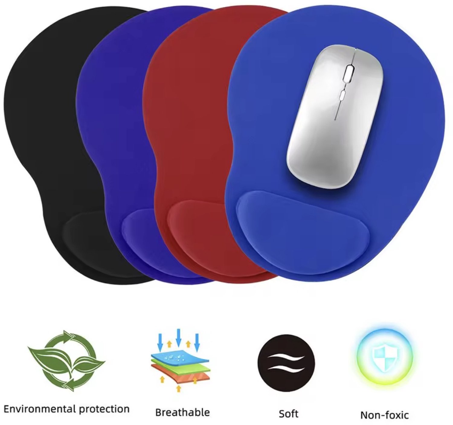 CFY Ergonomische Muismat met Polssteun – Zwart – Comfortabele Wrist Rest voor Kantoor, Laptop en Gaming – A1.3