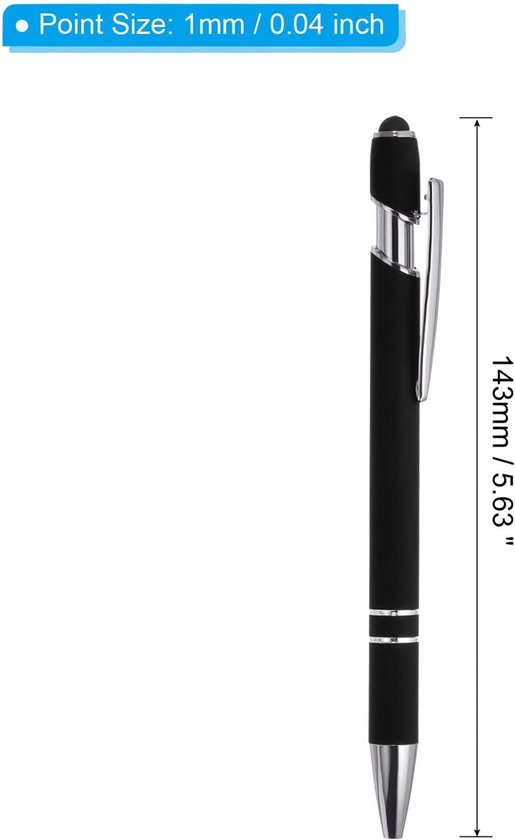Balpen 6 Pack - 2 in 1 metalen pen - zwarte inkt 1,0 mm medium punt - stylus tip voor touchscreens - ServiceTopper — afbeelding 5