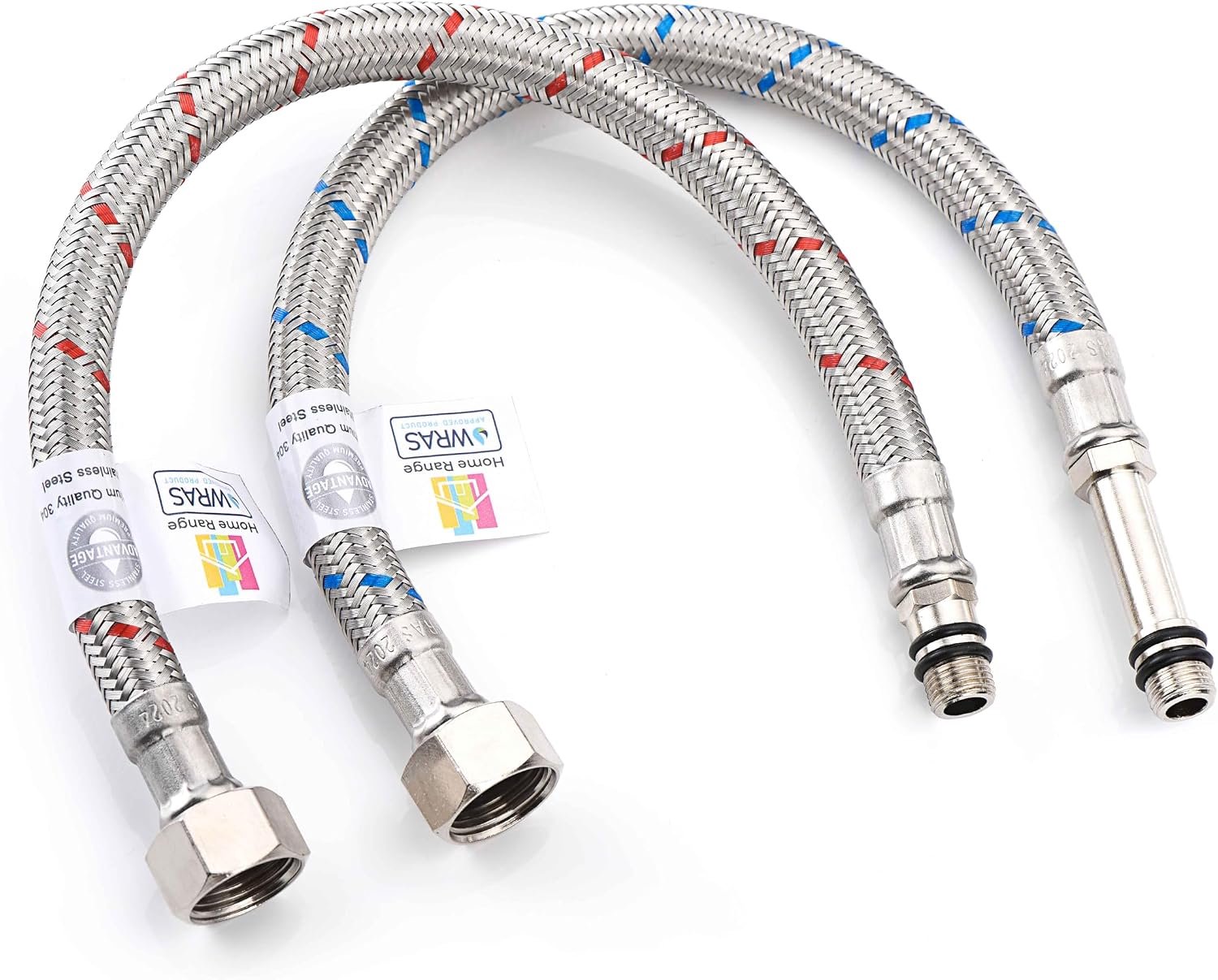 Flexibele kraanconnector M10 (10 mm) x 3/8" - roestvrij staal - WRAS-goedgekeurd - lekvrij voor warm en koud water - m-winkel
