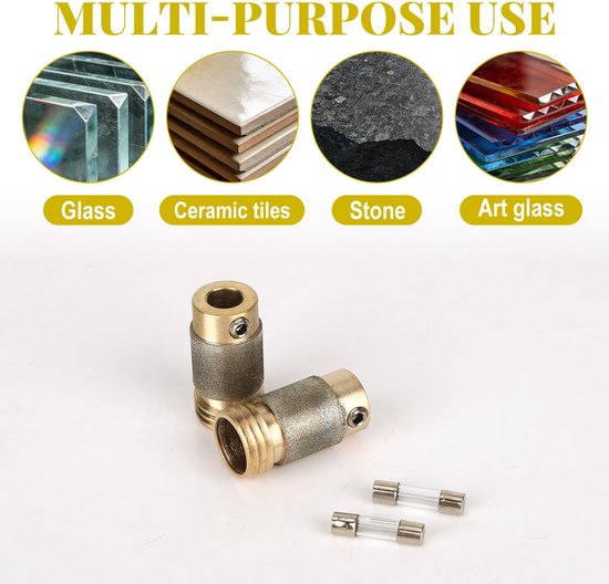 2st 5/8 Inch Diamantslijper Kop Gereedschap, Glas in Lood Gereedschappen en Benodigdheden met 2 Wrenches & 2 Zekeringen voor Glas in Lood Tegel Steen Kunst Bewerking — afbeelding 5