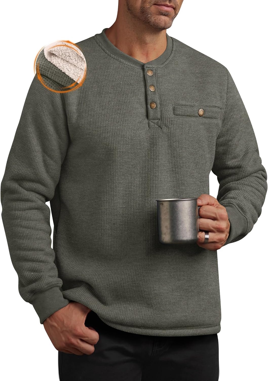Lange mouwen shirts met sherpa voering, warm winter werk kleding