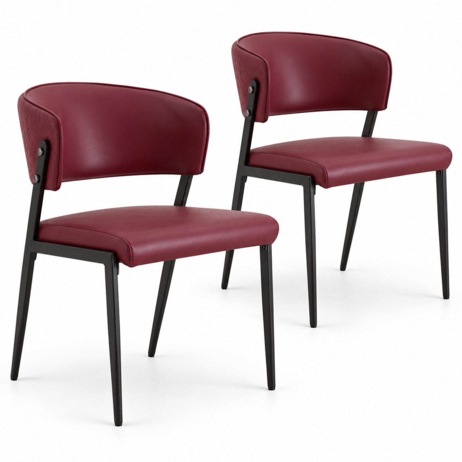 LONG DRAGON - Eetkamerstoelen - Set van 2 - Rood - Gepolsterde zitting en rugleuning