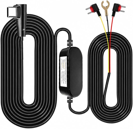 USB dashcam hardwire kit 320 cm - 12V-24V naar 5V/2.5A - onderspanningsbeveiliging - 24-uurs parkeerbewaking Vemera - Vemera