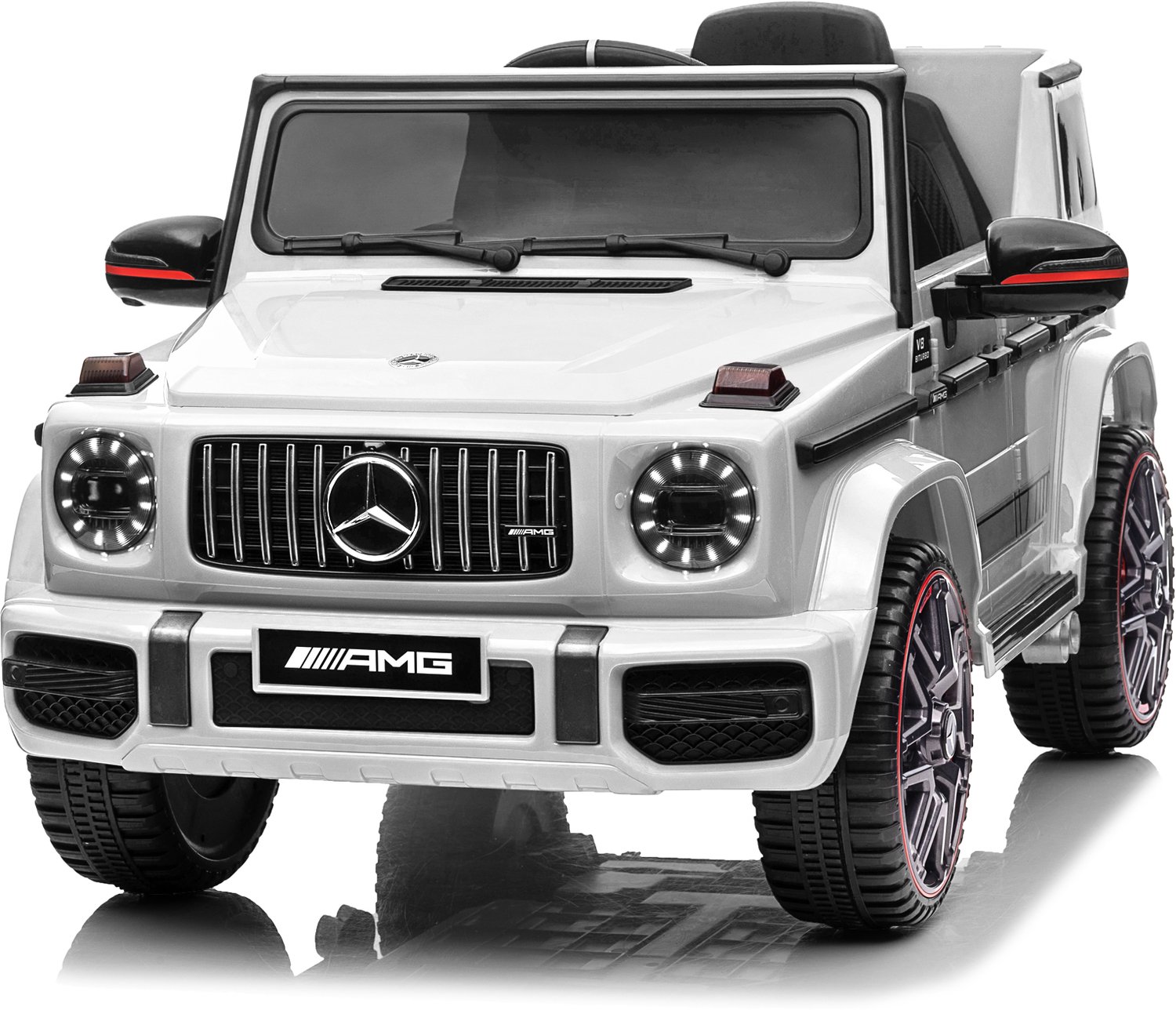 LEADZM Mercedes-Benz G63 AMG elektrische kinderauto – 12V-voertuig met 2,4G-afstandsbediening, 2 deuren en mp4-speler,Wit