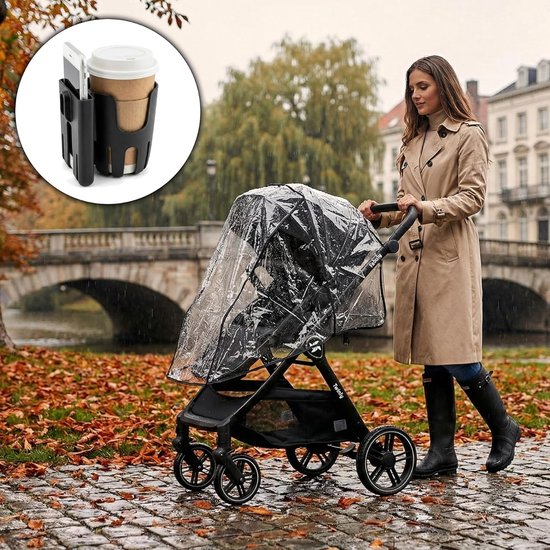 Twinly FABULY 3-in-1 Kinderwagen - Inclusief i-Size Autostoel - Omvormbare Reiswieg & Wandelwagen - Zwart — afbeelding 4