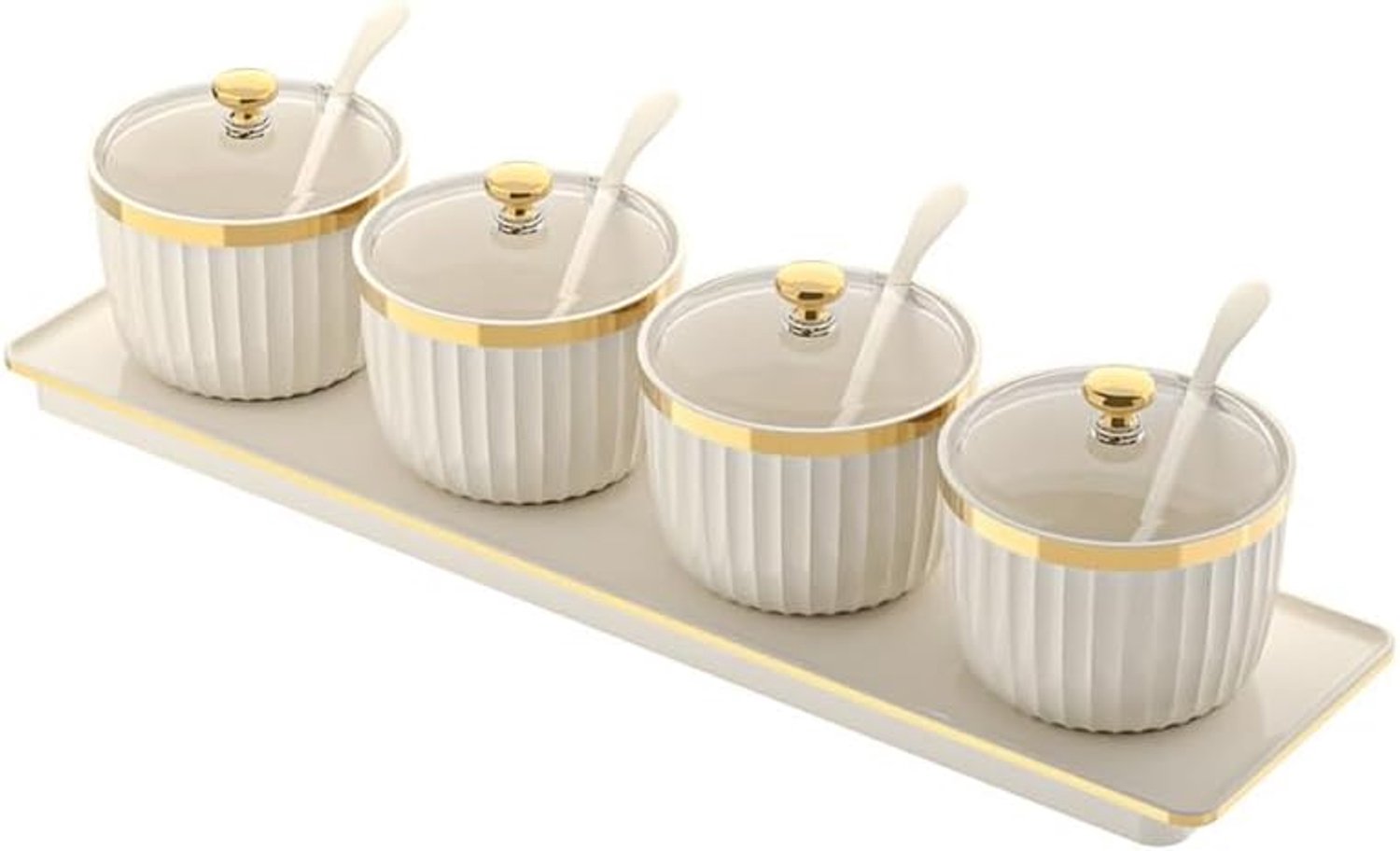 Commerciële/huishoudelijke keuken-set: keramische kruidendoosjes met geïntegreerde opbergmogelijkheid