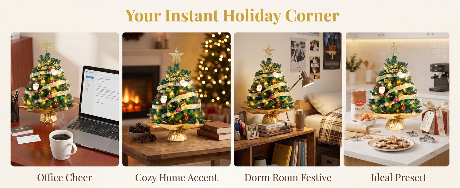 Mini-kerstboom met verlichting (60 cm) voor feestelijke decoratie, op tafel of in huis – foto 7