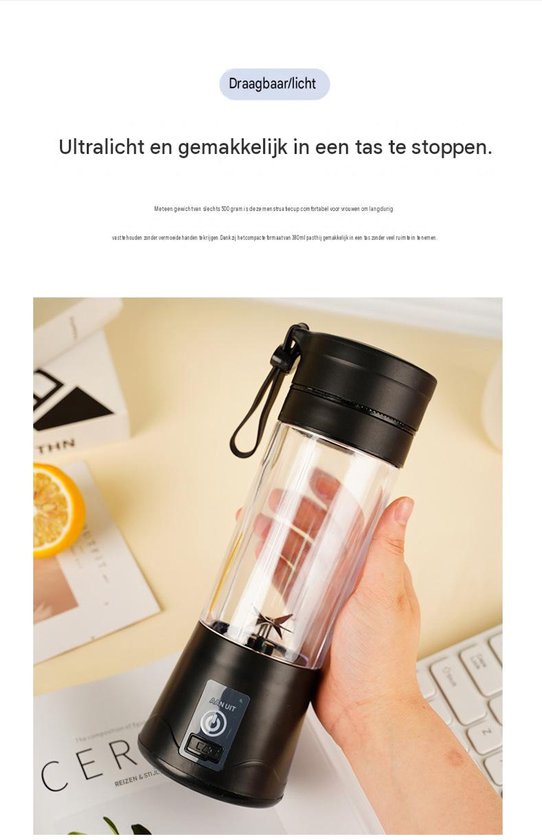Sapcentrifuge - Mini sapcentrifuge - Sapbeker - Kan meegenomen worden - Zesbladig blad - Aangeklaagd - 25W - 380ml - 7.5 × 7.5 × 23 cm - Gebruikt voor het persen van sap, het maken van smoothies, milkshakes en babyvoedingmaskers, enz. - Roze — afbeelding 5