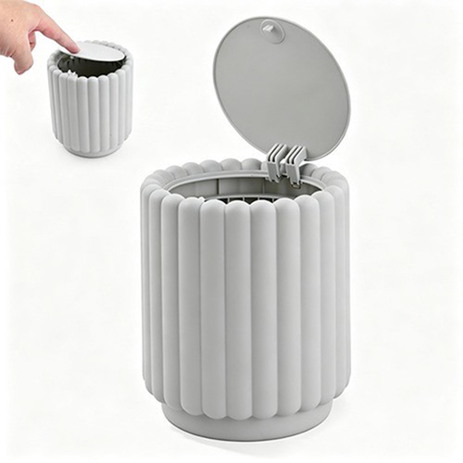 Lifhelpe Kleine bureau afvalbak - Met drukklep deksel - Compact voor werkplek en badkamer - Eenvoudig leeg te maken en schoon te houden - 12,5×15 cm