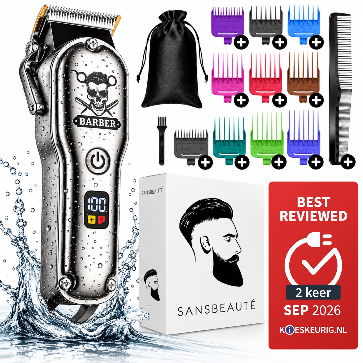 Bol.com Professionele Draadloze Tondeuse - Sansbeauté - Tondeuse Mannen Hoofdhaar - Cheveux Haar - Haartrimmer - Kapper Haar Mac... aanbieding