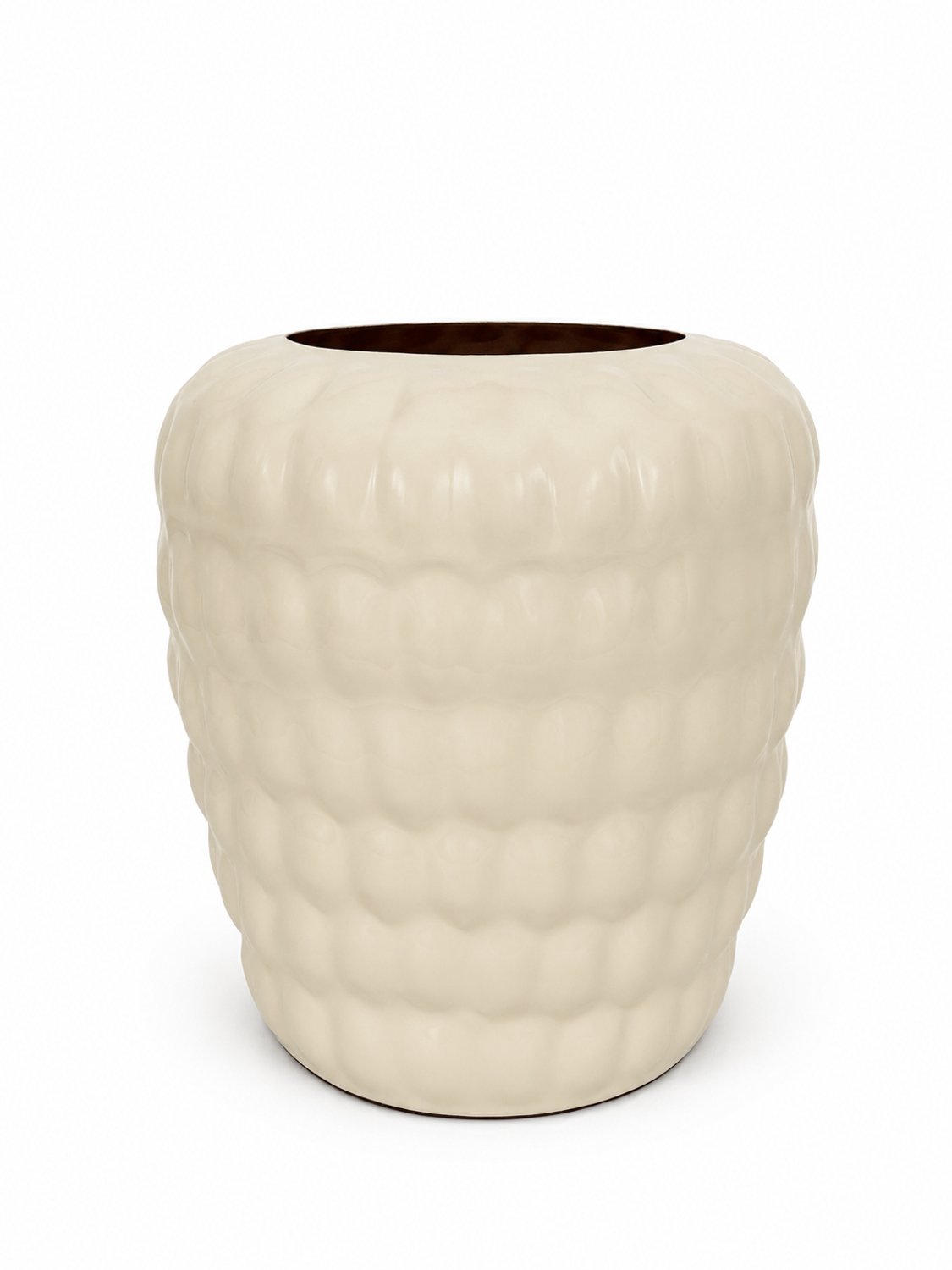by Mooss - Vaas Ø34 x 37 cm - Beige - Hoogglans - Modern - Luxe - Design - Glanzend - Stijlvol - Elegant - Chique - Trendy - Decoratief - Woondecoratie