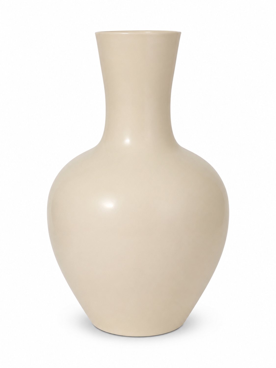by Mooss - Vaas Ø35 x 50 cm - Beige - Hoogglans - Modern - Luxe - Design - Glanzend - Stijlvol - Elegant - Chique - Trendy - Decoratief - Woondecoratie
