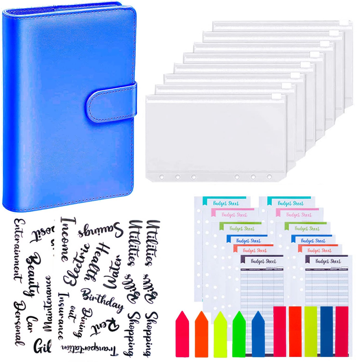 A6 Budget Binder Set - 28 Stuks Lederen Ringband met Cash Enveloppen en Labelstickers