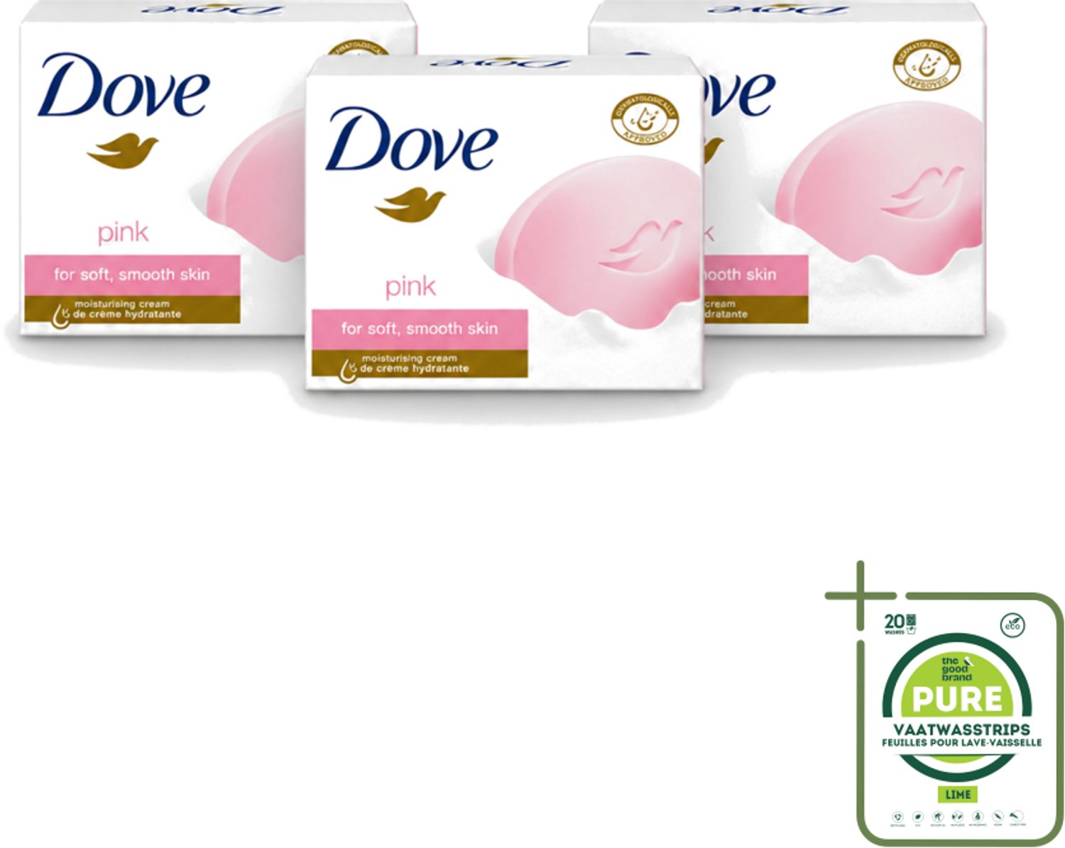 3 x Dove - Zeep - Pink - Hydraterend - 90 g - Grootverpakking - Vaatwasstrips - Dove Pink Beauty Cream Bar - Hydraterende Zeep - Droge Huid Verzorgen - Zachte Huid - Vochtige Huid