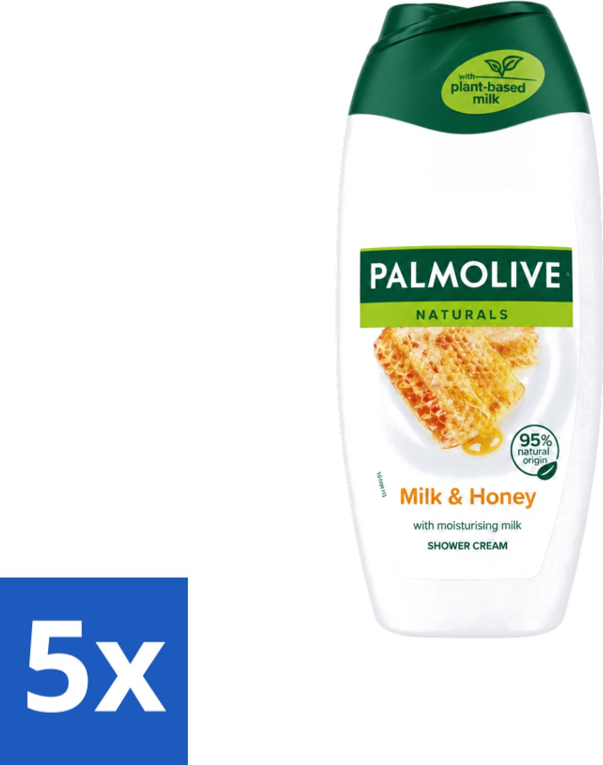 5 x Palmolive Naturals - Douchecrème - Honing & Melk - Hydraterende Melk - 250 ml - Voordeelverpakking - 5 stuks