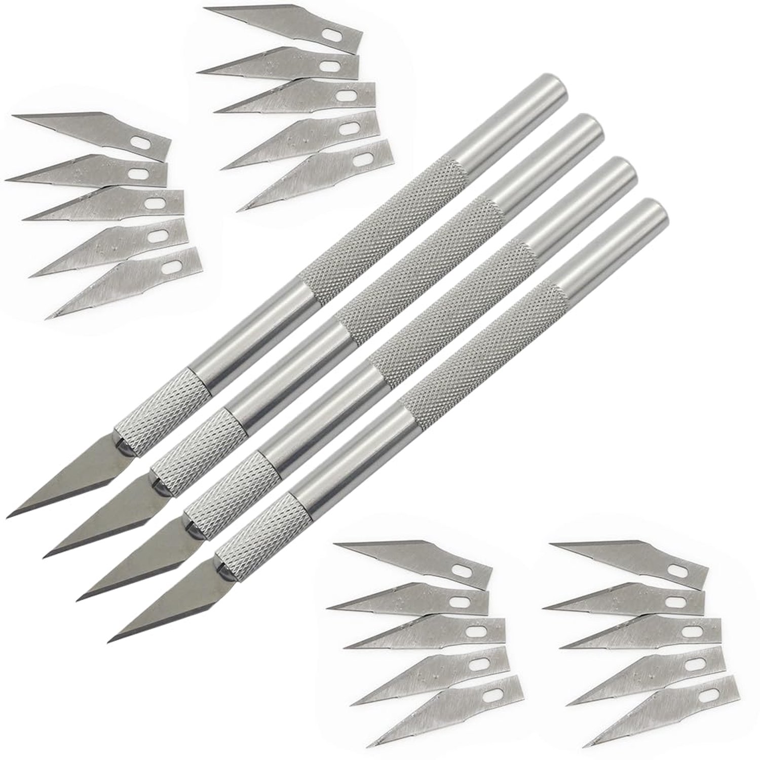 Set van 4 Precisie Graveermessen met Metalen Handvat