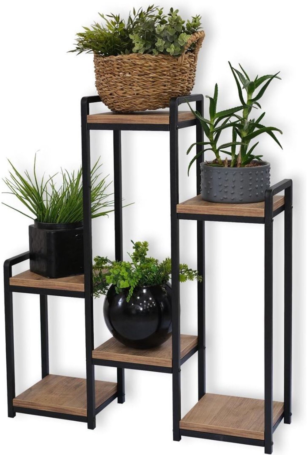 Plantentafel - Plantenstandaard voor Binnen - Plantenzuil - 67x20x77 - Zwart en Bruin