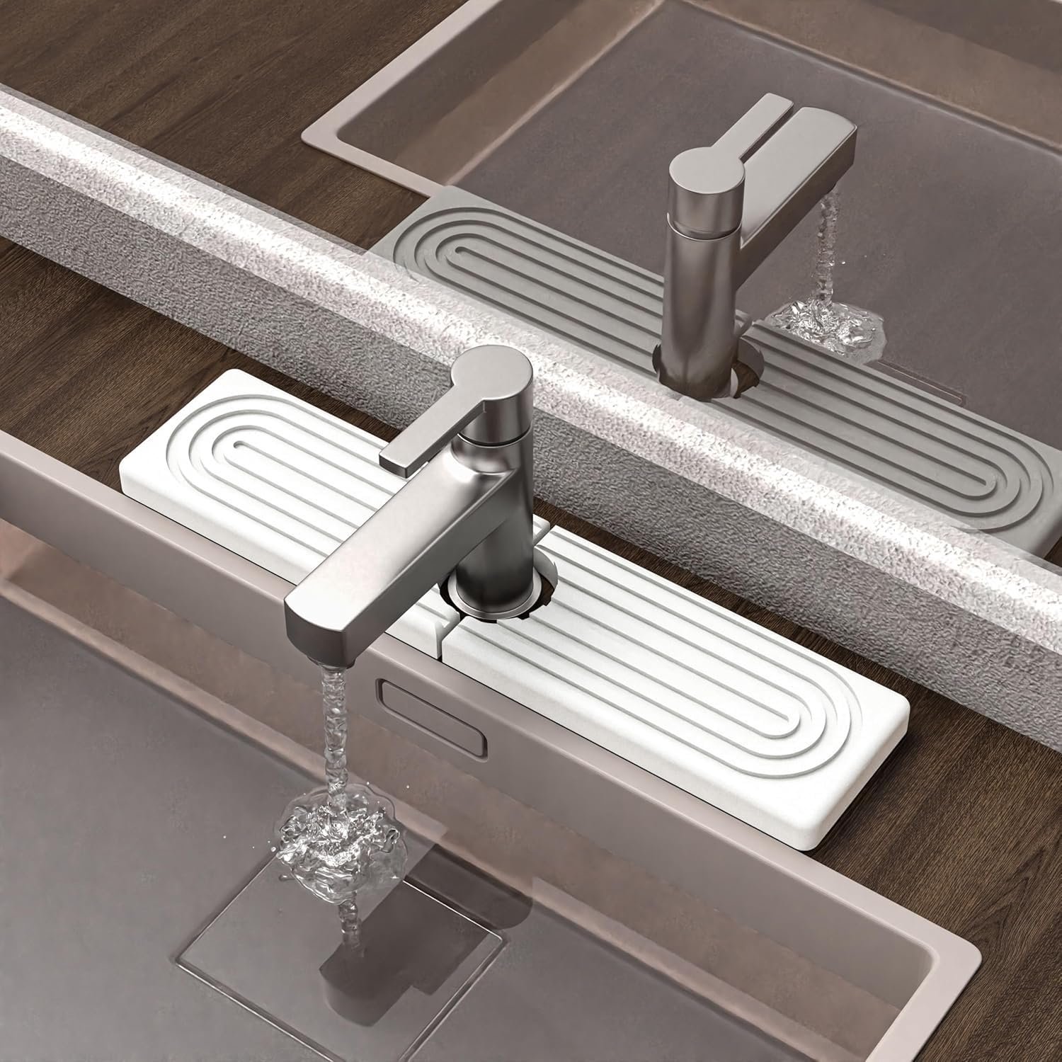 Diatomiet Afvoer Mat voor Keuken en Badkamer 45x10cm Wit