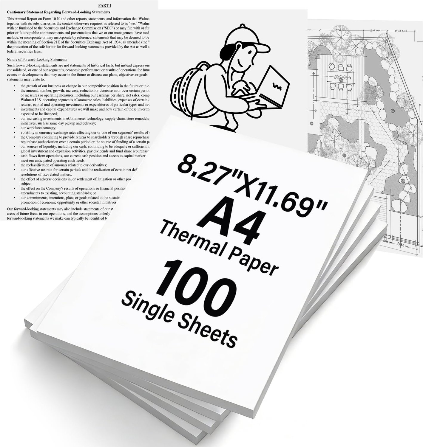 Thermal Paper A4 210 x 297 mm - BPA Vrij en Sneldrogend - 100 Vellen