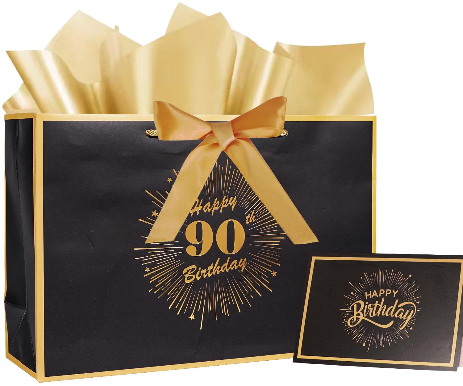 90e Verjaardag Cadeauzak met Kaart en Tissue Papier