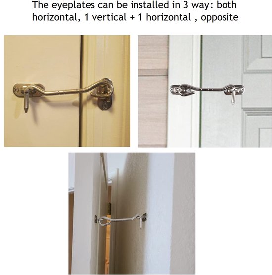 Set van 2 RVS Cabin Hooks 8 inch voor Deuren en Vensters — afbeelding 3