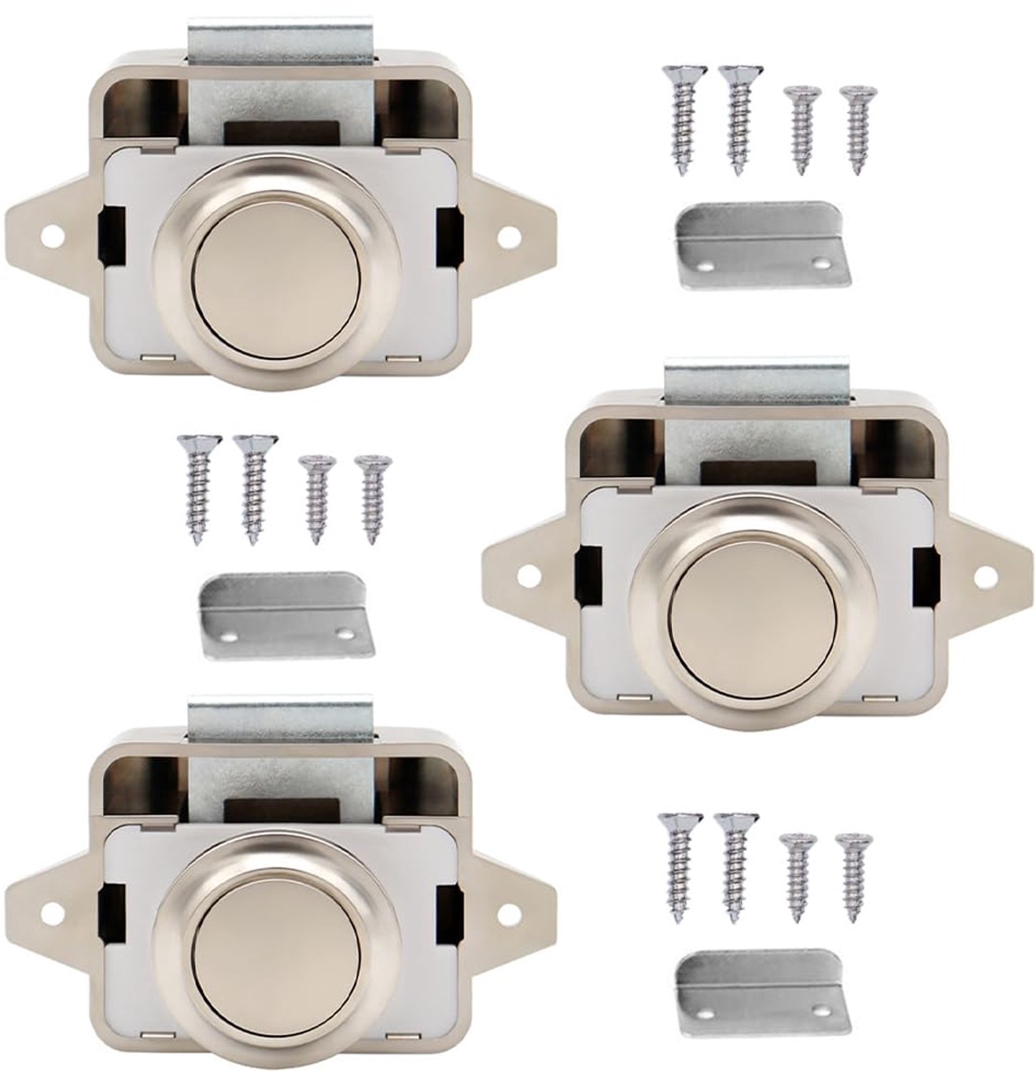 Set van 3 Drukknop Slot voor Meubels en Keukenkasten