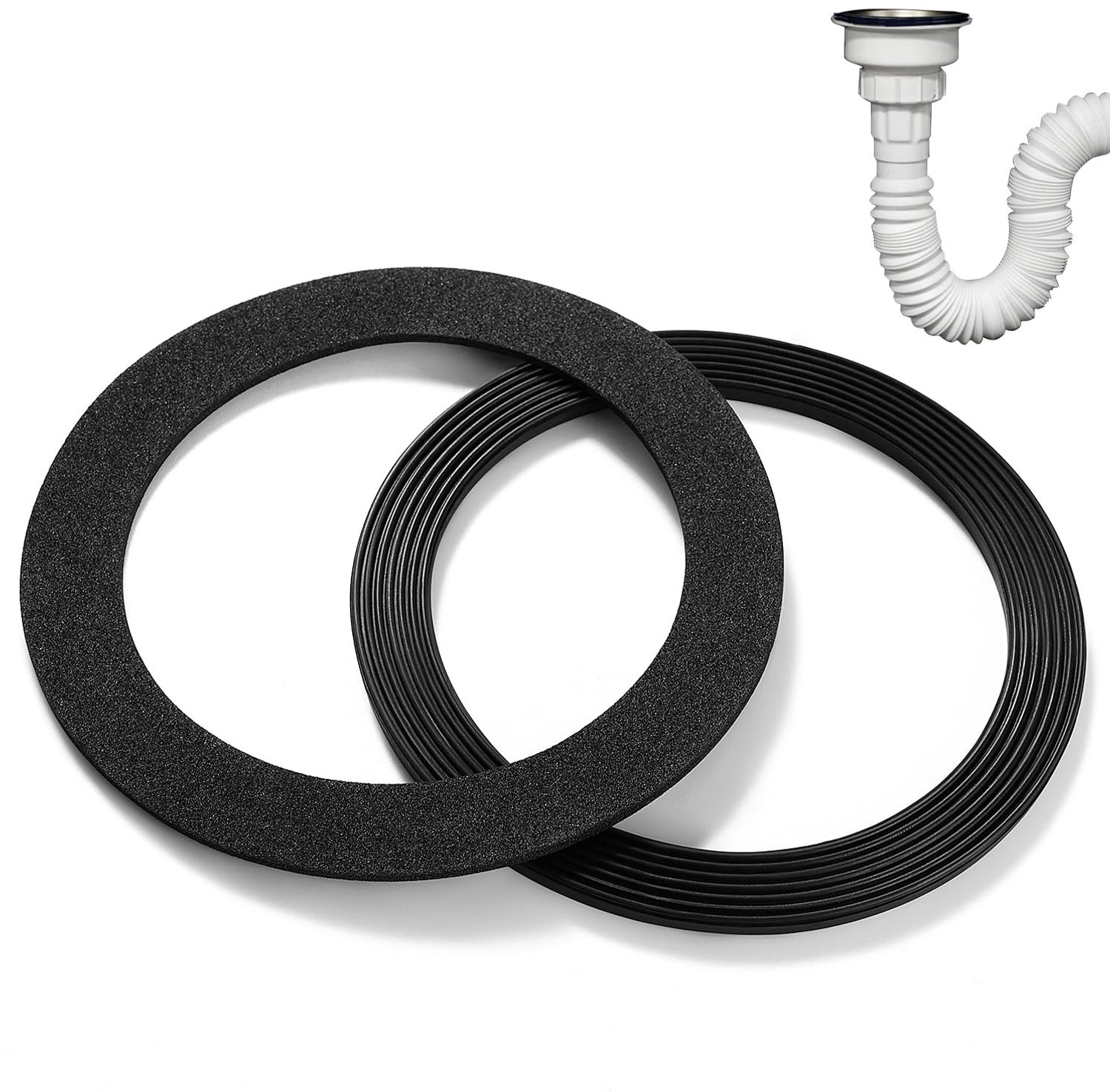 Afdichtingsring 2 Stuks - Zwarte PVC/EVA - Dikte 4mm/2mm - Binnendiameter 86mm/83mm - Buitendiameter 108mm/112mm - Hoogwaardig Materiaal - Afvoerplug