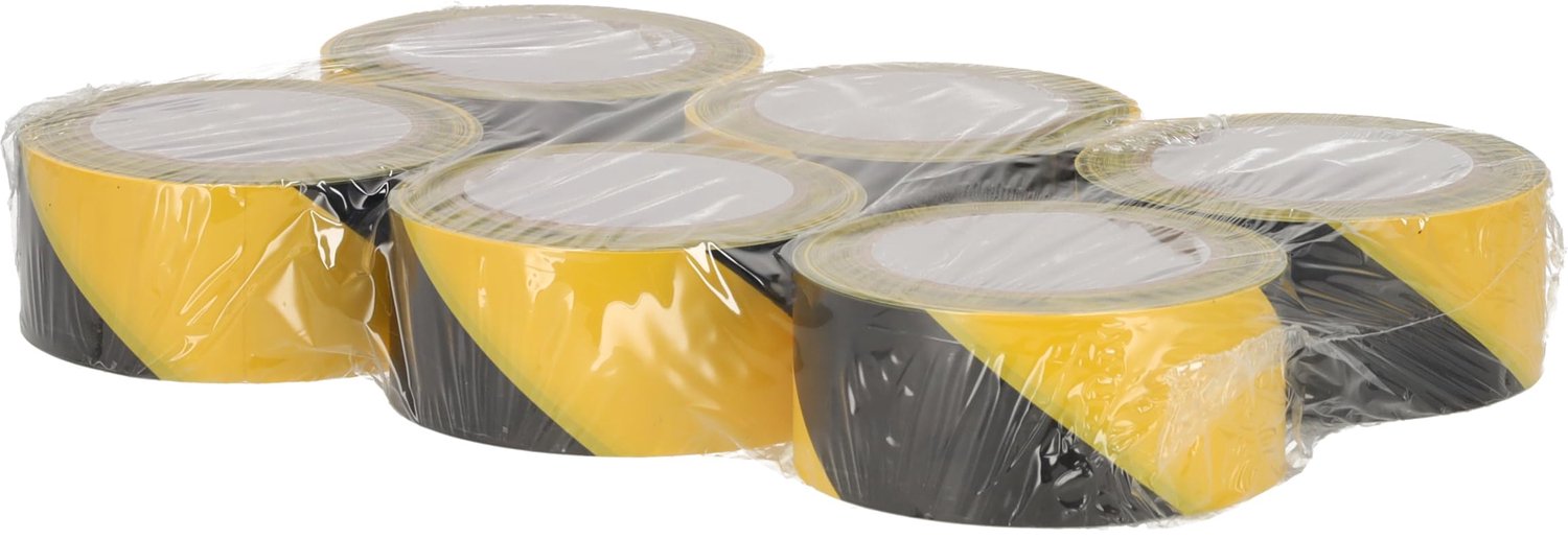 Geel-Zwart Markeertape 50mm x 33m - 6 Rollen