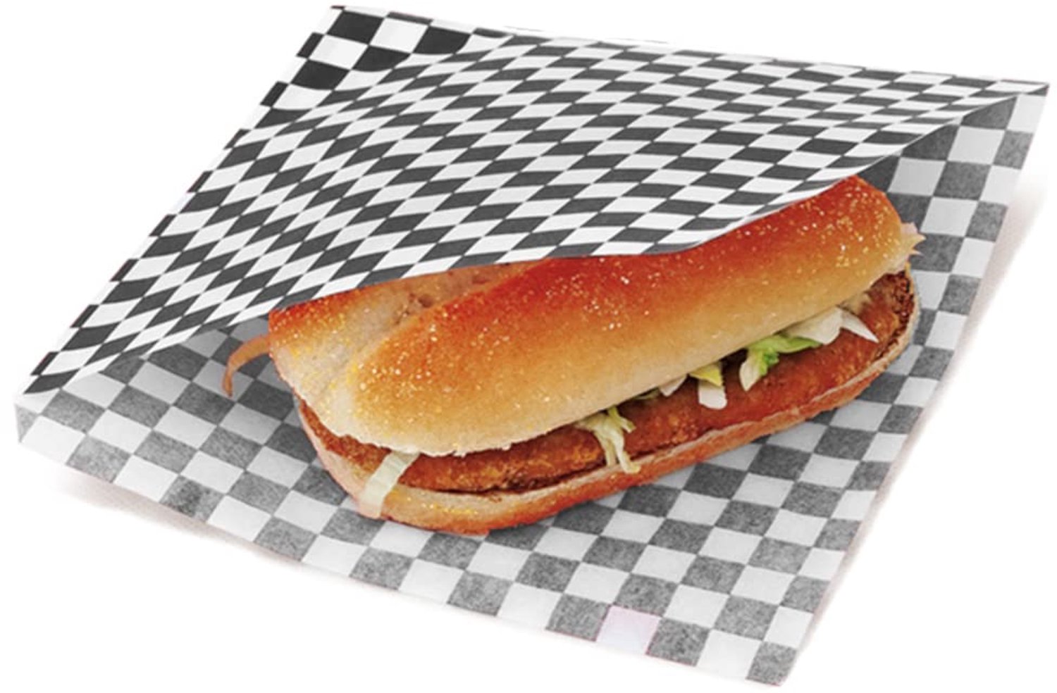 Papieren hamburgerzakken 19x17cm - Voedselbestendig met zwart-wit geruit patroon