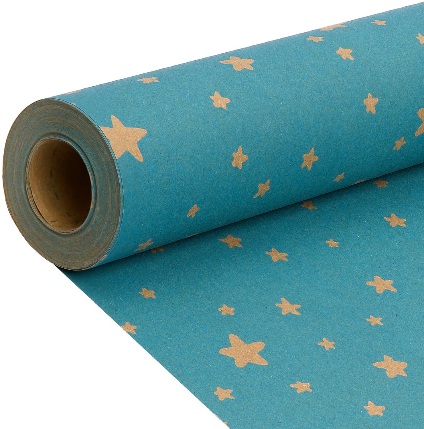 Cadeaupapierrol 43cm x 15m met Blauwe Sterren voor Feestdecoratie
