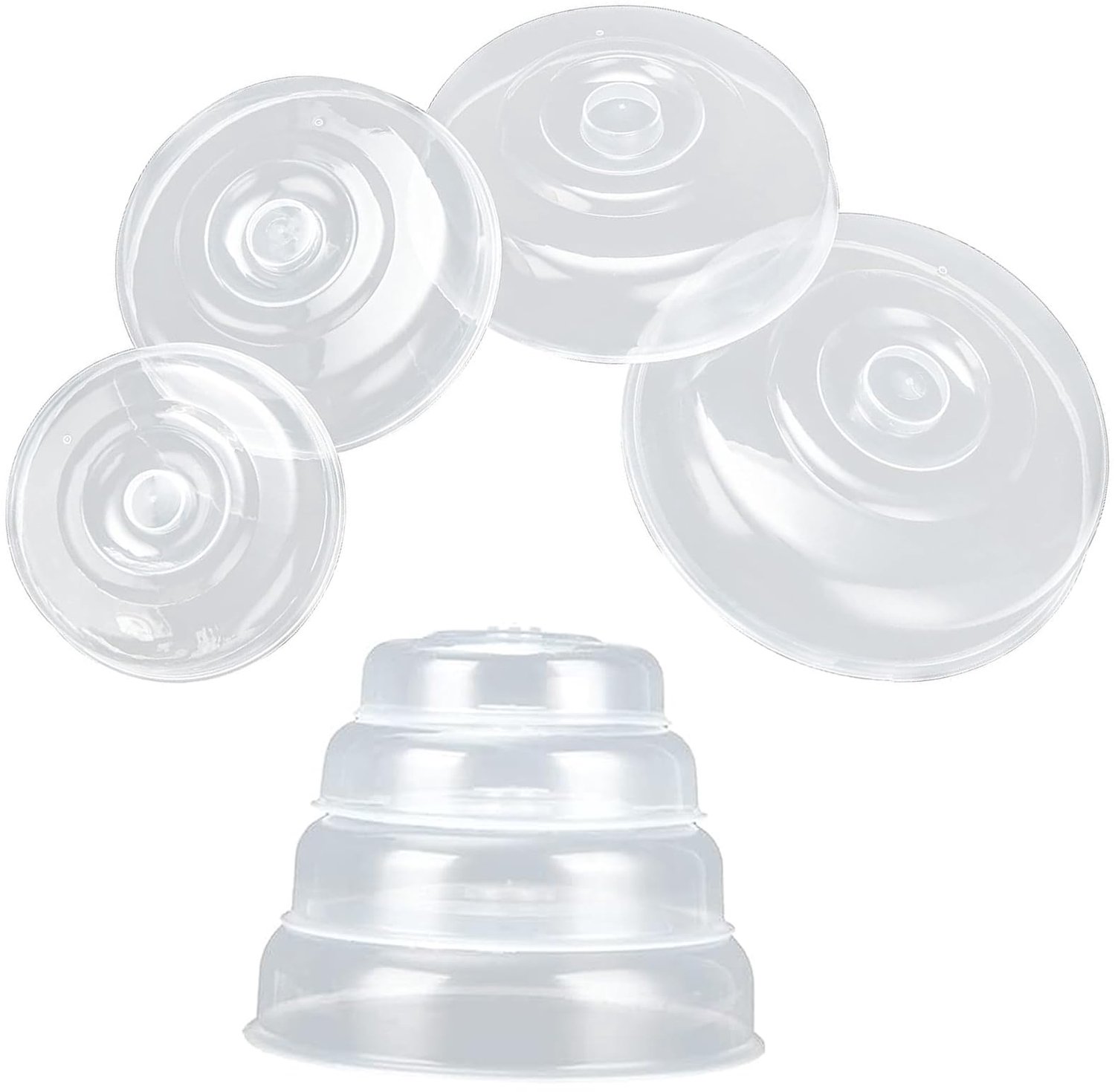 Voedselafdekkingen Set van 8 - Kunststof Plaatafdekkingen - Hittebestendig - Stoomventilatiegat - Maten 14/17/20/23 cm - Transparant PP-plastic - Magnetronhoezen