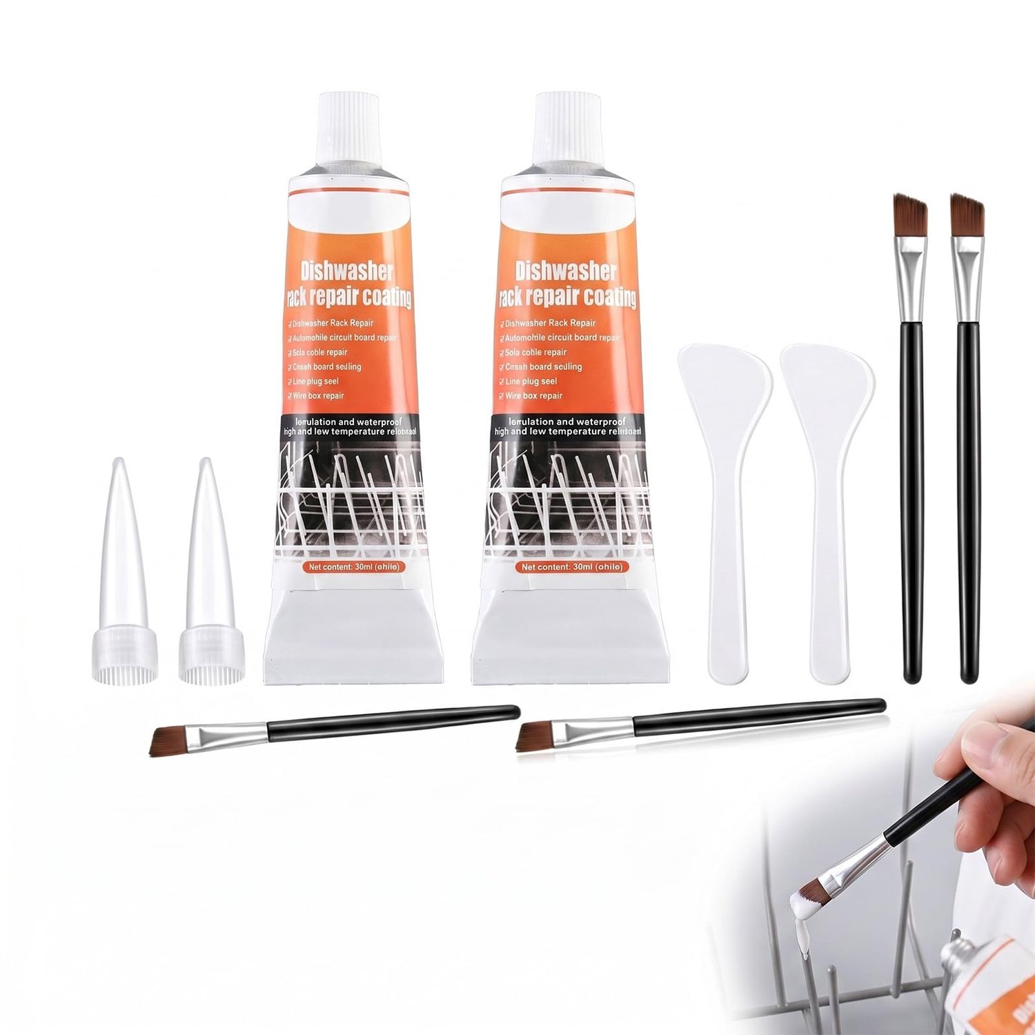 Reparatieset voor Vaatwassermand - Roestwerende Coating met Opzetstuk en Borstel