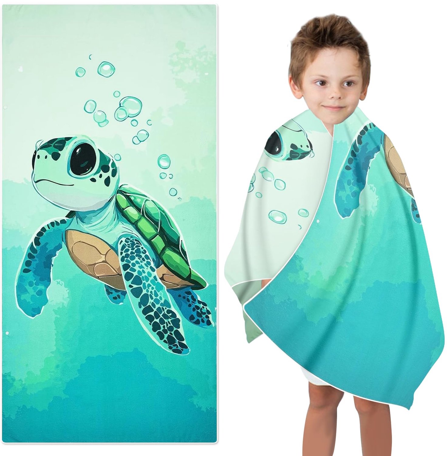 Strandhanddoek 70 x 140 cm voor Kinderen met Zeeschildpad