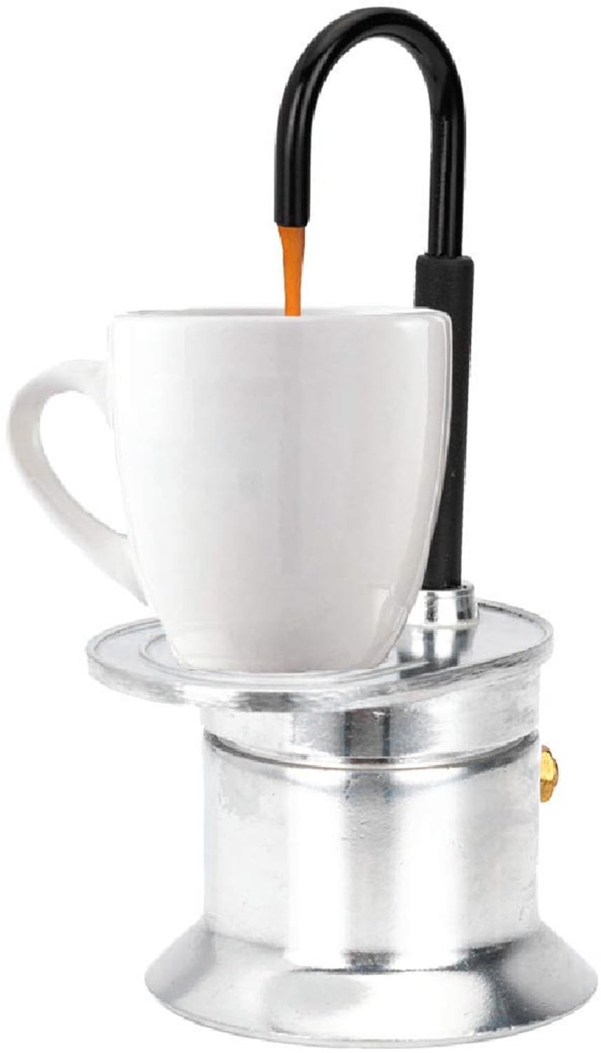 Mokkapot Aluminium - Koffiezetapparaat 1 Kop 50 Ml - Lichtgewicht - Draagbaar - Geschikt voor Kookplaat - Snel Koffiezetten in 90 Seconden