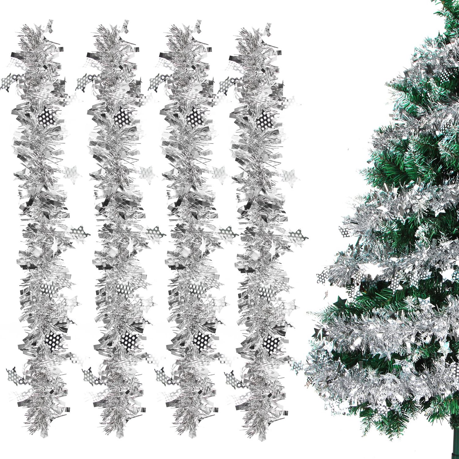 Kerstguirlande - Zilveren Decoratie Garland van 8 meter