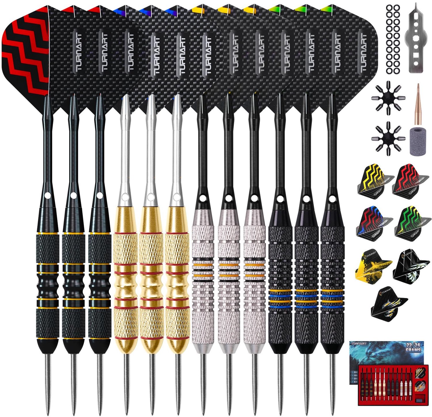 Darts met metalen punt - 12 stuks professioneel
