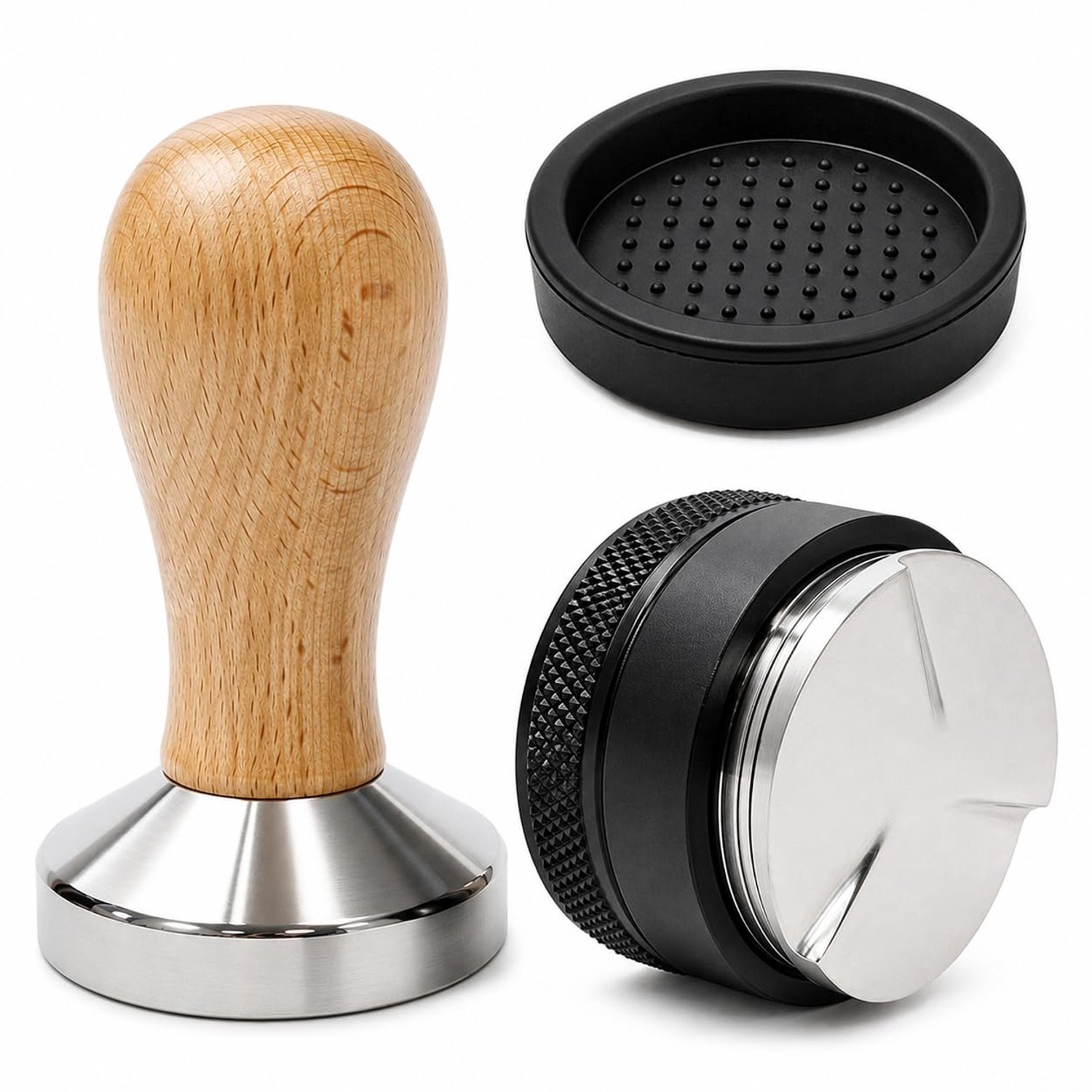 Espresso Tamper en Waterpas met Siliconen Mat