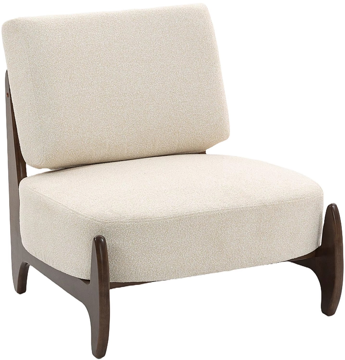 CreateEcom stoel - fauteuil - relaxstoel - loungestoel - fauteuil van chenille voor de woonkamer - comfortabele stoel voor de slaapkamer - Japandi stijl - met dik kussen en zachte bekleding - 72 x 73,5 x 81 cm - crèmekleurig