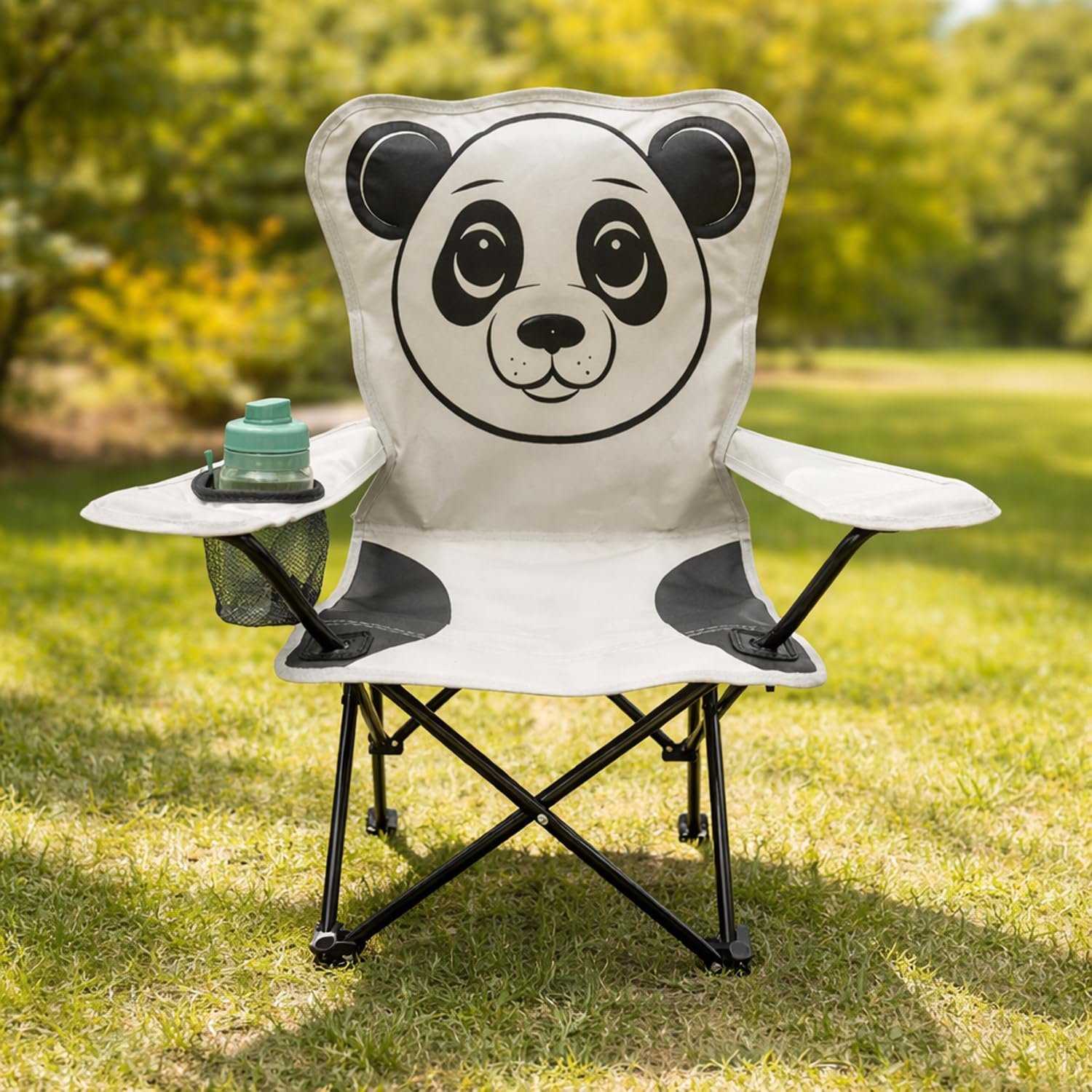 Vouwstoel voor Kinderen - Panda Motief - Lichtgrijs